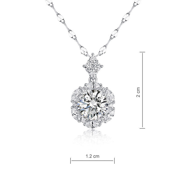 2 Carats Moissanite Diamond Flower Pendant Necklace 925 Sterling Silver MFN8156