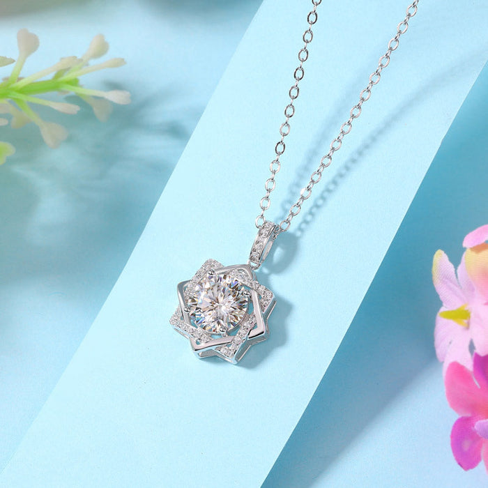 2 Carats Moissanite Diamond Octagram Pendant Necklace 925 Sterling Silver MFN8157