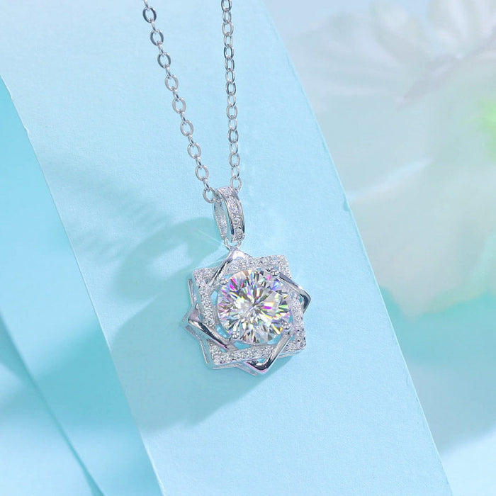 2 Carats Moissanite Diamond Octagram Pendant Necklace 925 Sterling Silver MFN8157