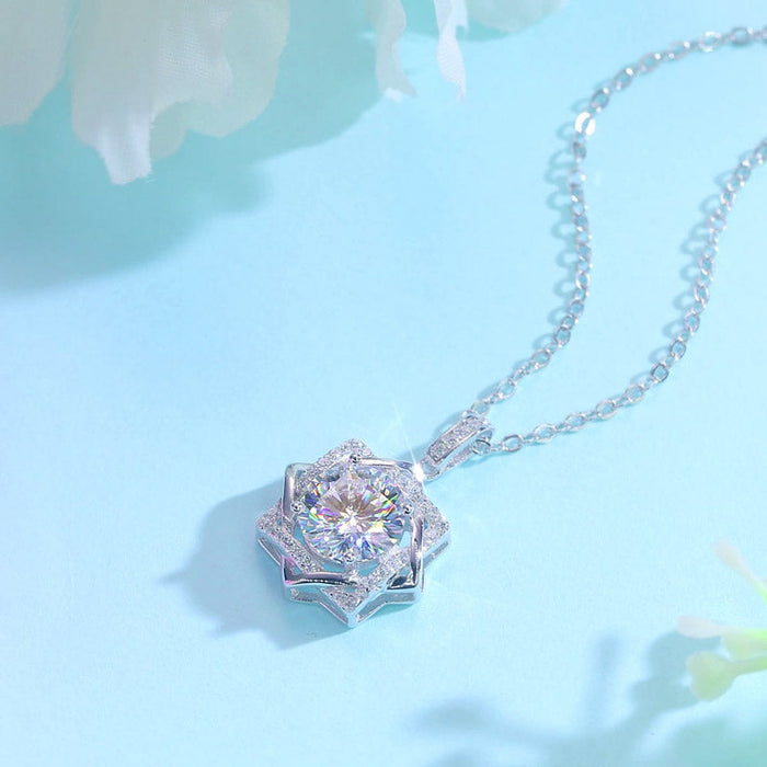 2 Carats Moissanite Diamond Octagram Pendant Necklace 925 Sterling Silver MFN8157