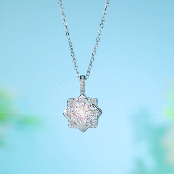 2 Carats Moissanite Diamond Octagram Pendant Necklace 925 Sterling Silver MFN8157