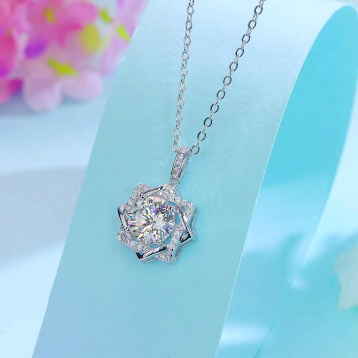 2 Carats Moissanite Diamond Octagram Pendant Necklace 925 Sterling Silver MFN8157