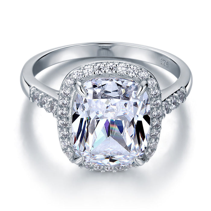 925 Sterling Silver Luxury Engagement Ring 6 Ct Cushion Simulated Diamond XFR8149