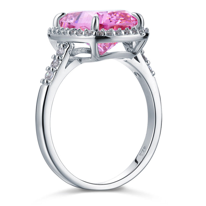 925 Sterling Silver Luxury Engagement Ring 6 Ct Cushion Fancy Pink Simulated Diamond XFR8150