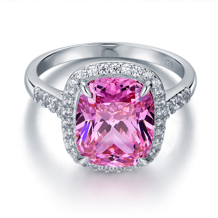 925 Sterling Silver Luxury Engagement Ring 6 Ct Cushion Fancy Pink Simulated Diamond XFR8150