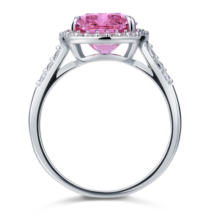 925 Sterling Silver Luxury Engagement Ring 6 Ct Cushion Fancy Pink Simulated Diamond XFR8150
