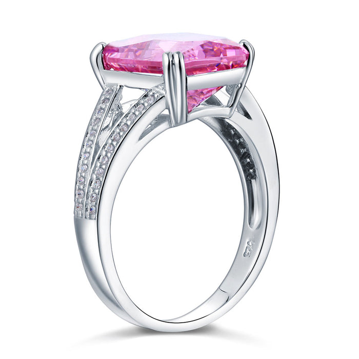 925 Sterling Silver Luxury Ring 6 Carat Fancy Pink Simulated Diamond Radiant Cut XFR8153