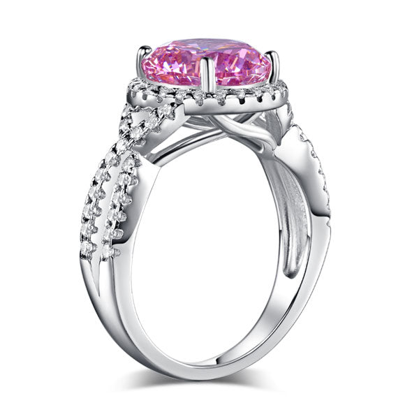 3 Carat Fancy Pink Simulated Diamond 925 Sterling Silver Wedding Engagement Luxury Ring Promise Anniversary XFR8242