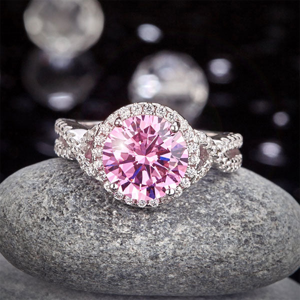 3 Carat Fancy Pink Simulated Diamond 925 Sterling Silver Wedding Engagement Luxury Ring Promise Anniversary XFR8242