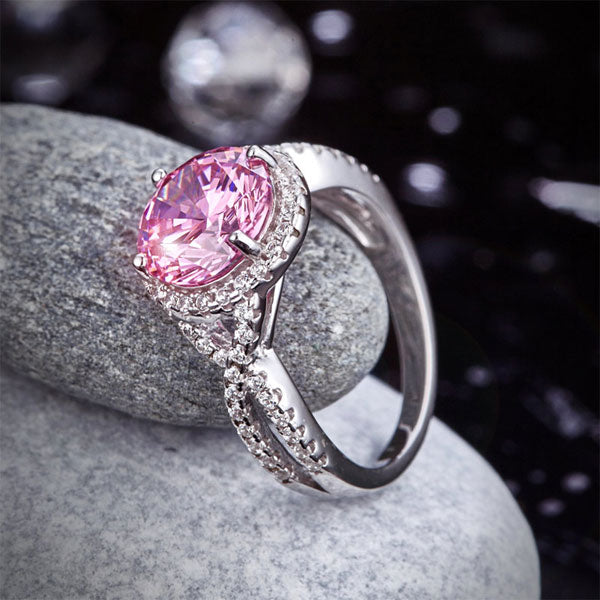 3 Carat Fancy Pink Simulated Diamond 925 Sterling Silver Wedding Engagement Luxury Ring Promise Anniversary XFR8242