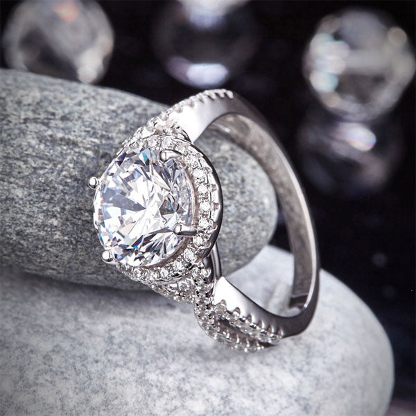 3 Carat Simulated Diamond 925 Sterling Silver Wedding Engagement Luxury Ring Promise Anniversary XFR8243