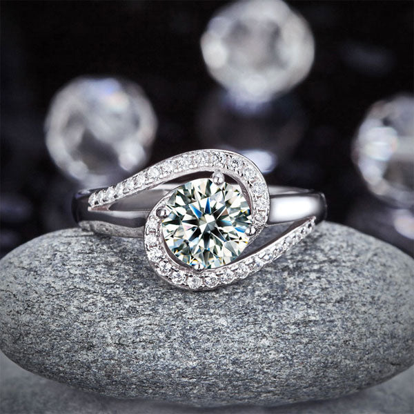 Twist Curl 925 Sterling Silver Wedding Engagement Ring 1.25 Ct Simulated Diamond XFR8245