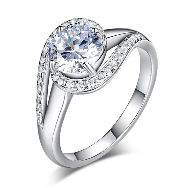 Twist Curl 925 Sterling Silver Wedding Engagement Ring 1.25 Ct Simulated Diamond XFR8245