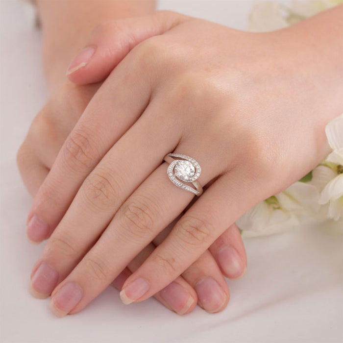 Twist Curl 925 Sterling Silver Wedding Engagement Ring 1.25 Ct Simulated Diamond XFR8245