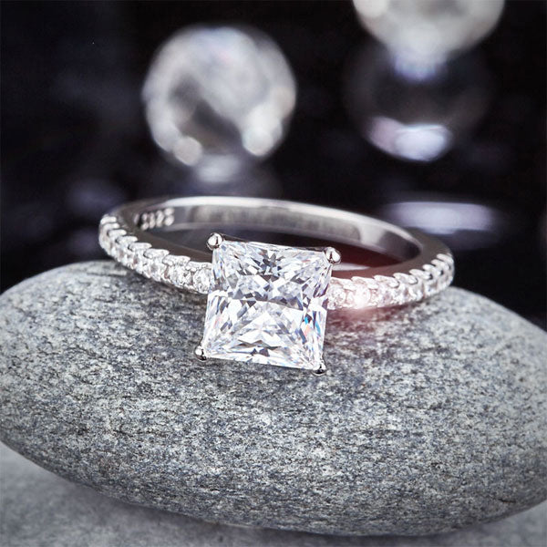 1.5 Ct Princess Cut Simulated Diamond 925 Sterling Silver Wedding Ring Engagement Promise Anniversary XFR8247