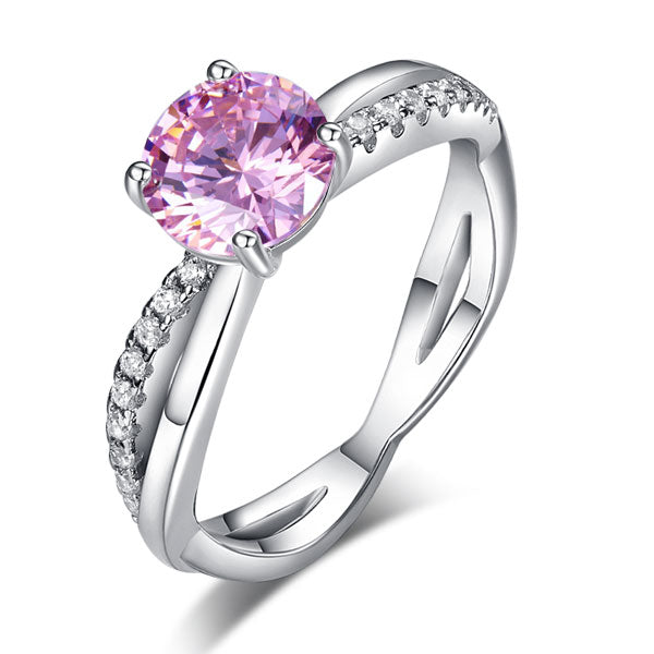 925 Sterling Silver Wedding Promise Anniversary Ring 1.25 Ct Fancy Pink Simulated Diamond XFR8248