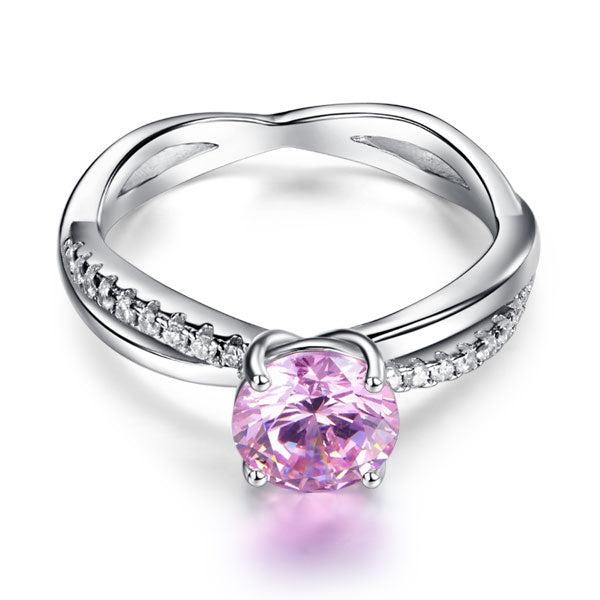 925 Sterling Silver Wedding Promise Anniversary Ring 1.25 Ct Fancy Pink Simulated Diamond XFR8248