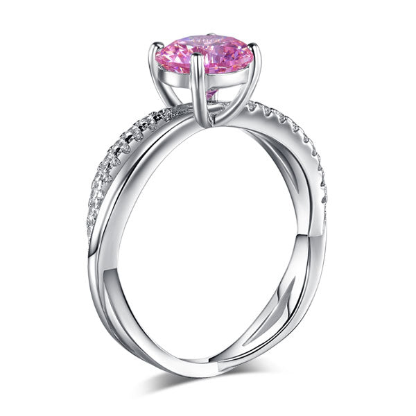 925 Sterling Silver Wedding Promise Anniversary Ring 1.25 Ct Fancy Pink Simulated Diamond XFR8248