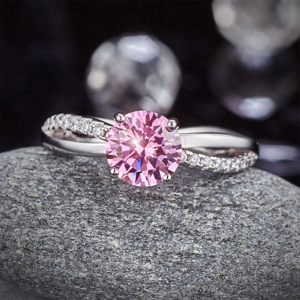 925 Sterling Silver Wedding Promise Anniversary Ring 1.25 Ct Fancy Pink Simulated Diamond XFR8248