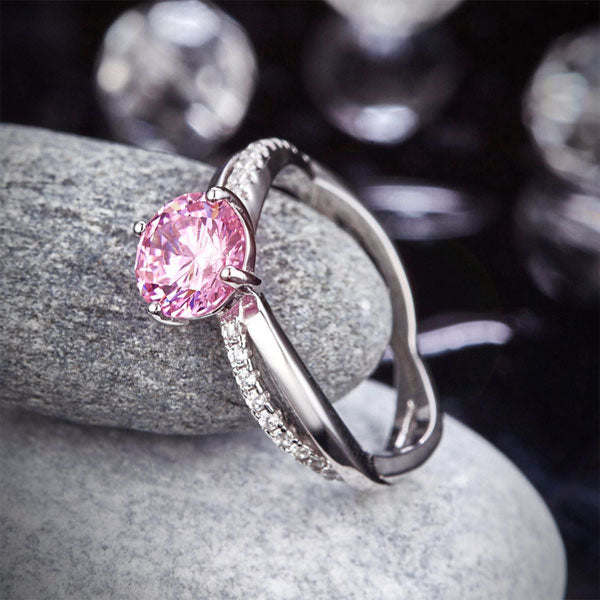 925 Sterling Silver Wedding Promise Anniversary Ring 1.25 Ct Fancy Pink Simulated Diamond XFR8248