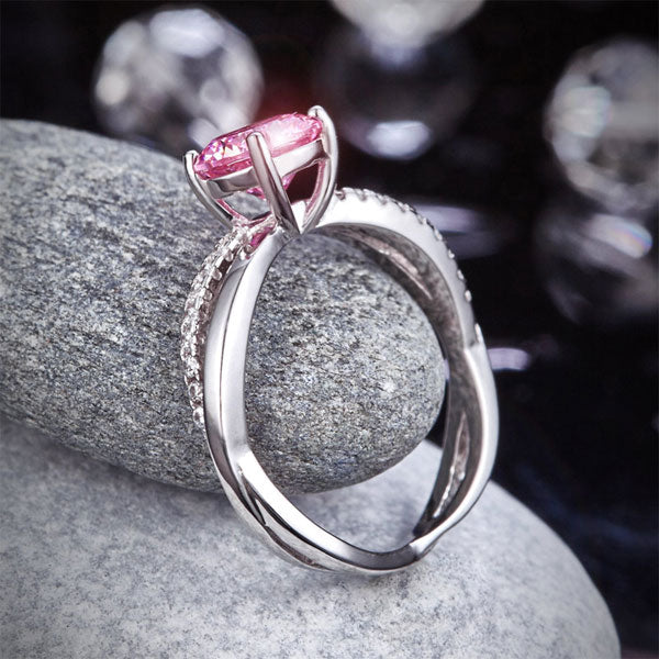 925 Sterling Silver Wedding Promise Anniversary Ring 1.25 Ct Fancy Pink Simulated Diamond XFR8248