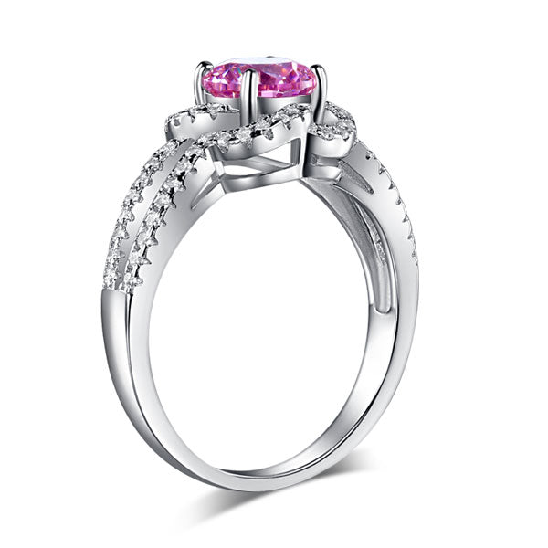 Floral 925 Sterling Silver Wedding Promise Anniversary Ring 1 Ct Fancy Pink Simulated Diamond Jewelry XFR8250