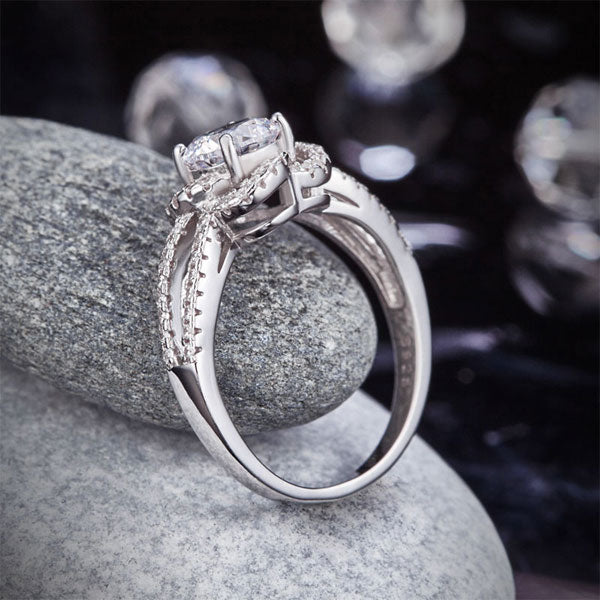Floral 925 Sterling Silver Wedding Promise Engagement Ring 1 Ct Simulated Diamond Jewelry XFR8251