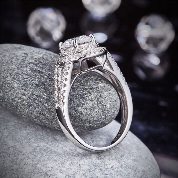 Double Halo 925 Sterling Silver Wedding Engagement Ring 1.25 Ct Simulated Diamond Promise Anniversary XFR8253
