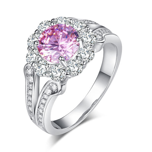Art Deco Vintage style 925 Sterling Silver Wedding Ring 1.25 Ct Fancy Pink Simulated Diamond Promise Anniversary XFR8254