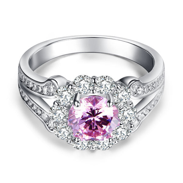 Art Deco Vintage style 925 Sterling Silver Wedding Ring 1.25 Ct Fancy Pink Simulated Diamond Promise Anniversary XFR8254