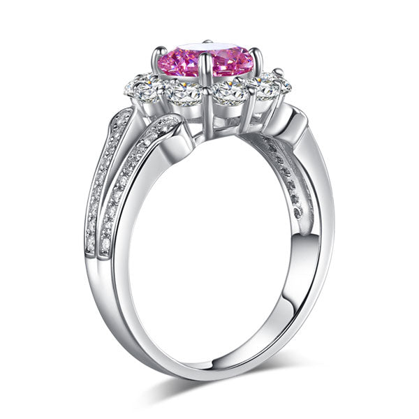 Art Deco Vintage style 925 Sterling Silver Wedding Ring 1.25 Ct Fancy Pink Simulated Diamond Promise Anniversary XFR8254