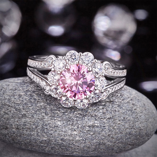 Art Deco Vintage style 925 Sterling Silver Wedding Ring 1.25 Ct Fancy Pink Simulated Diamond Promise Anniversary XFR8254