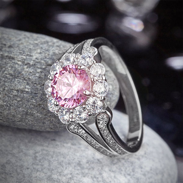 Art Deco Vintage style 925 Sterling Silver Wedding Ring 1.25 Ct Fancy Pink Simulated Diamond Promise Anniversary XFR8254
