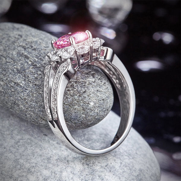 Art Deco Vintage style 925 Sterling Silver Wedding Ring 1.25 Ct Fancy Pink Simulated Diamond Promise Anniversary XFR8254