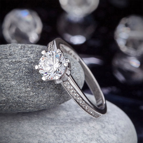 6 Claws 925 Sterling Silver Wedding Promise Engagement Ring 1.25 Ct Simulated Diamond Jewelry XFR8257