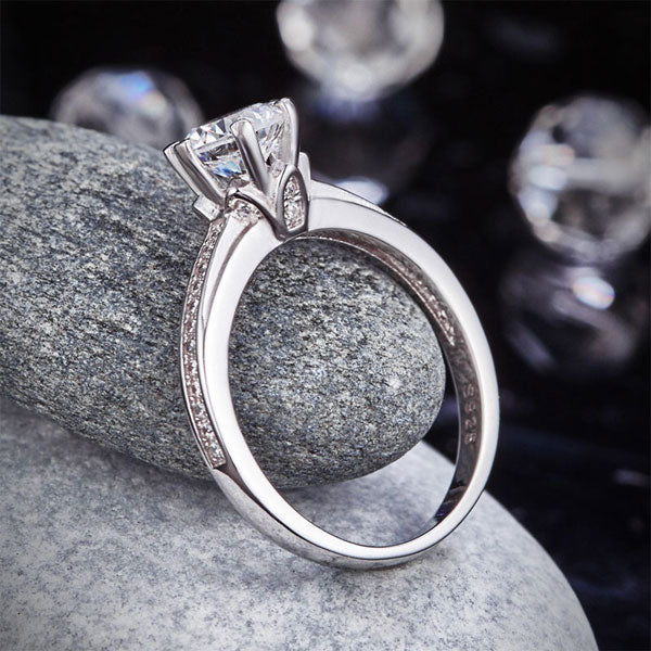 6 Claws 925 Sterling Silver Wedding Promise Engagement Ring 1.25 Ct Simulated Diamond Jewelry XFR8257
