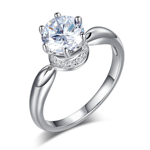 6 Claws Crown 925 Sterling Silver Wedding Promise Anniversary Ring 1.25 Ct Simulated Diamond Jewelry XFR8263