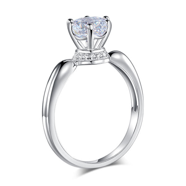 6 Claws Crown 925 Sterling Silver Wedding Promise Anniversary Ring 1.25 Ct Simulated Diamond Jewelry XFR8263