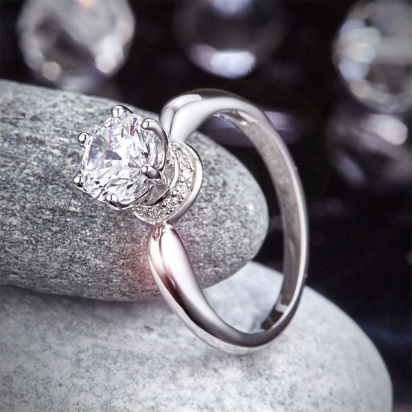 6 Claws Crown 925 Sterling Silver Wedding Promise Anniversary Ring 1.25 Ct Simulated Diamond Jewelry XFR8263