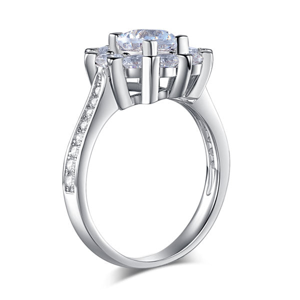 Snowflake 925 Sterling Silver Wedding Promise Anniversary Ring 1 Ct Simulated Diamond XFR8265