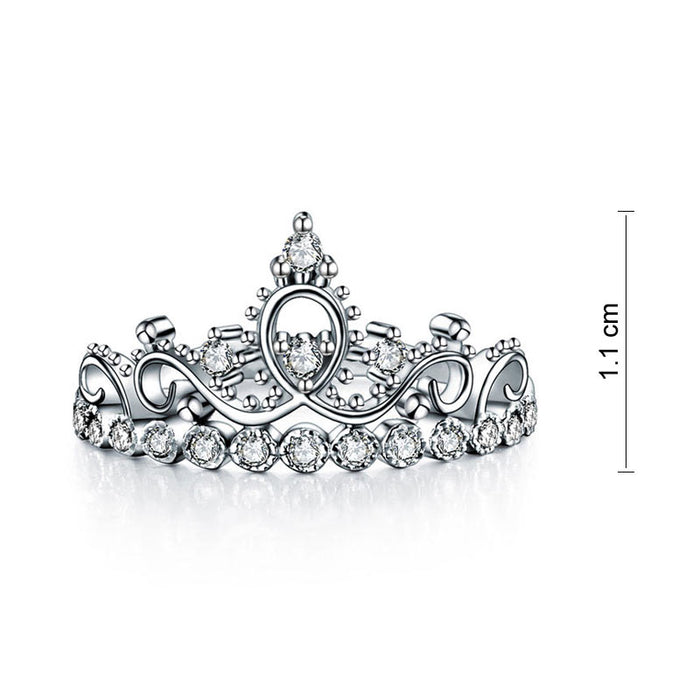 Solid 925 Sterling Silver Ring Crown Shape Simulated Diamond for Lady Trendy Stylish XFR8275