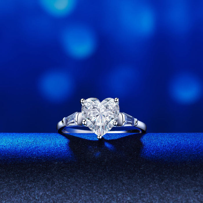Solid 925 Sterling Silver Wedding Engagement Promise Ring 2 Carat Heart Jewelry Simulated Diamond XFR8279