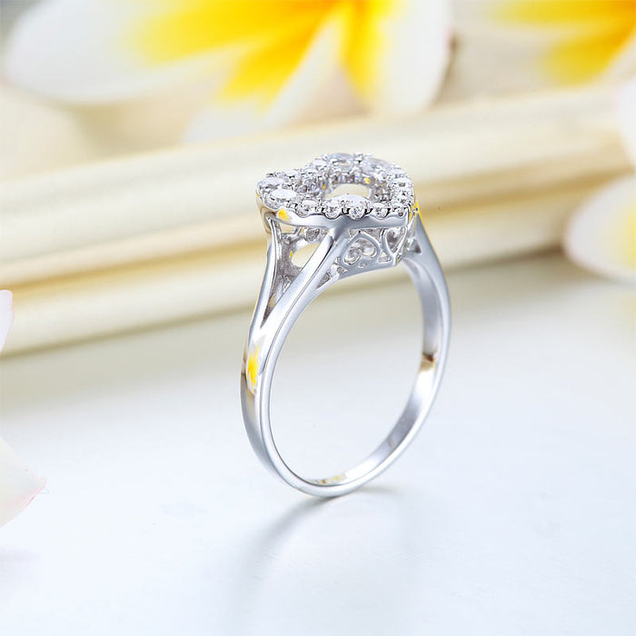 Dancing Stone Heart Solid 925 Sterling Silver Ring Fashion Wedding Jewelry XFR8283