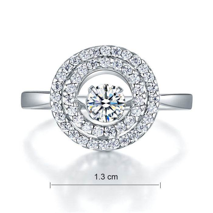 Dancing Stone Double Halo Solid 925 Sterling Silver Ring Fashion Wedding Jewelry XFR8285