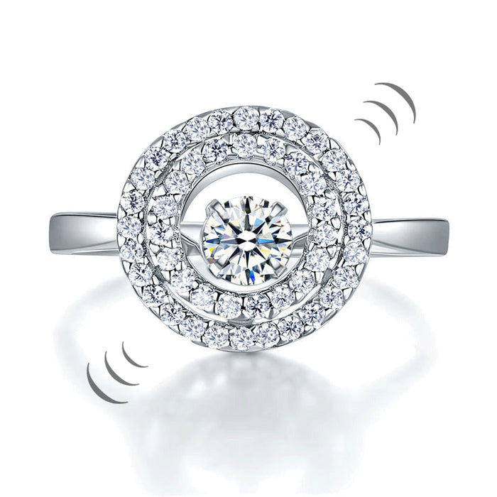 Dancing Stone Double Halo Solid 925 Sterling Silver Ring Fashion Wedding Jewelry XFR8285