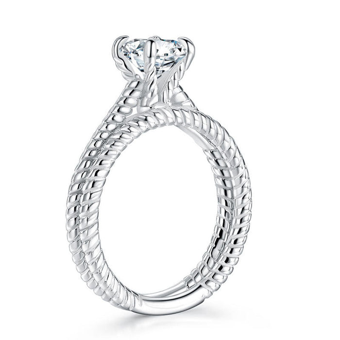 Promise Engagement 2-PC Solid Sterling 925 Silver Twist Solitaire Ring Set Bridal Jewelry XFR8291