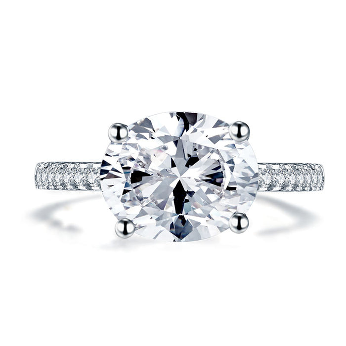 Solid 925 Sterling Silver 4 Carat Wedding Anniversary Ring Oval Cut Luxury Jewelry XFR8300