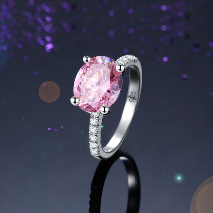 Solid 925 Sterling Silver 4 Carat Anniversary Ring Fancy Pink Oval Cut Luxury Jewelry XFR8302