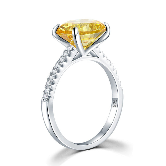 Solid 925 Sterling Silver 4 Carat Anniversary Luxury Ring Yellow Canary Oval Party Jewelry XFR8304