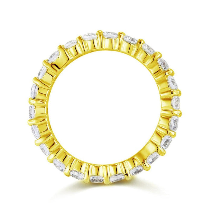 Oval Cut Eternity Solid Sterling 925 Silver Yellow Gold Plated Wedding Ring Band Jewelry XFR8327